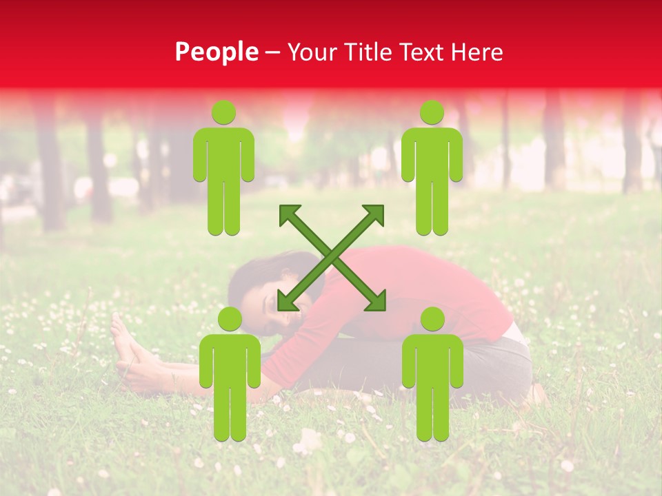 A Woman In A Red Shirt Is Sitting In The Grass PowerPoint Template