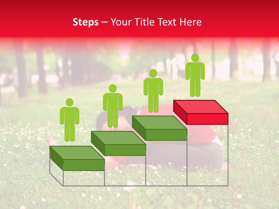 A Woman In A Red Shirt Is Sitting In The Grass PowerPoint Template