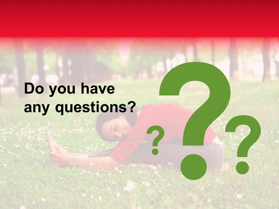 A Woman In A Red Shirt Is Sitting In The Grass PowerPoint Template
