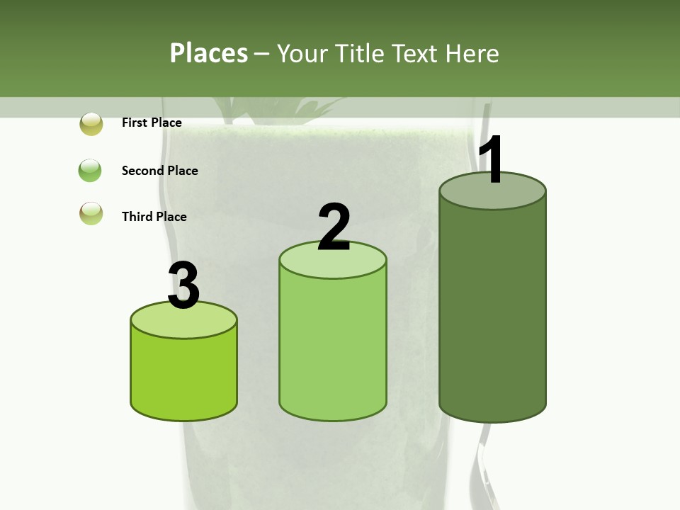 A Green Smoothie In A Glass With A Leaf On Top PowerPoint Template
