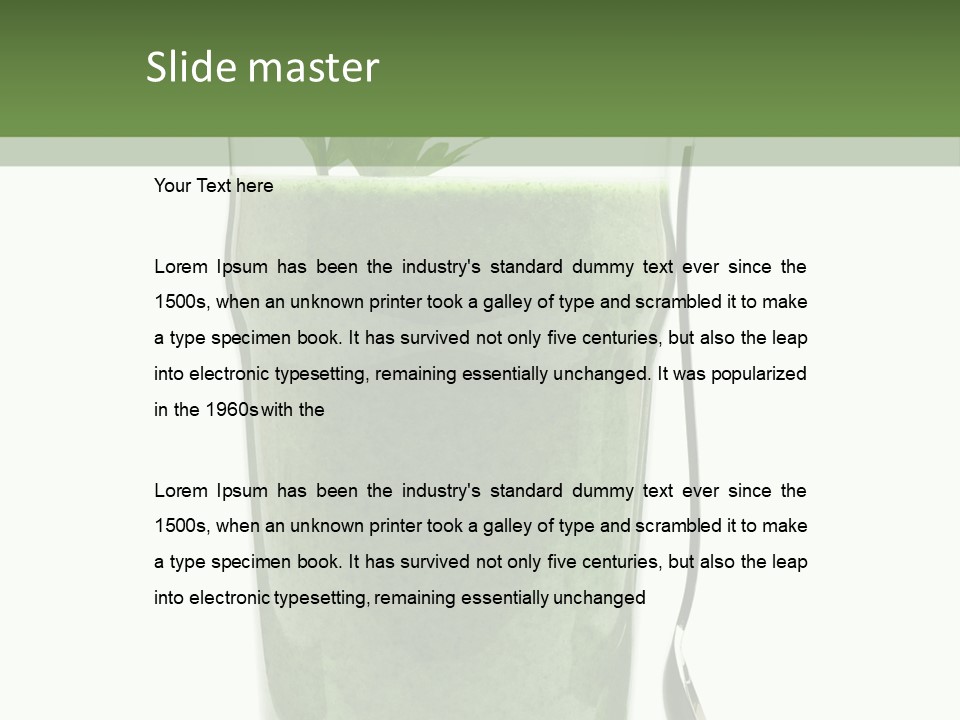 A Green Smoothie In A Glass With A Leaf On Top PowerPoint Template
