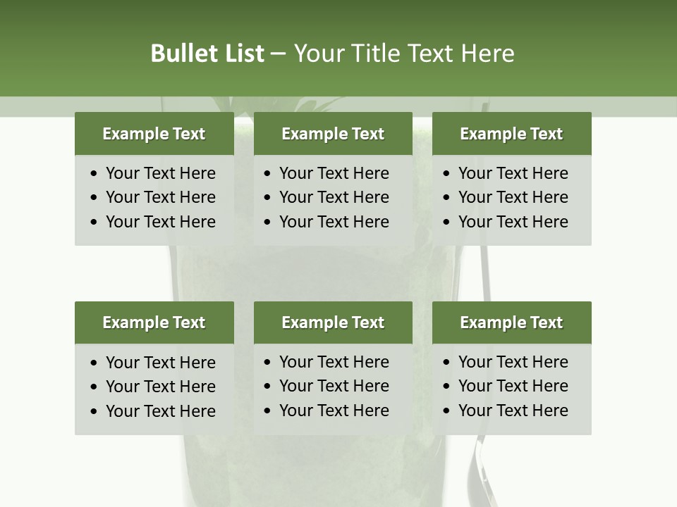 A Green Smoothie In A Glass With A Leaf On Top PowerPoint Template