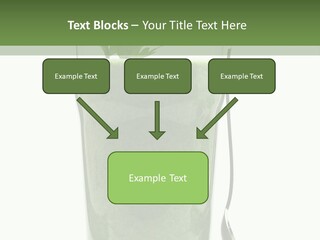 A Green Smoothie In A Glass With A Leaf On Top PowerPoint Template