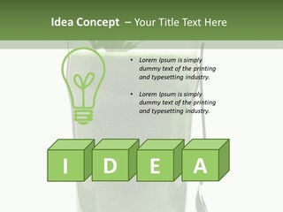 A Green Smoothie In A Glass With A Leaf On Top PowerPoint Template