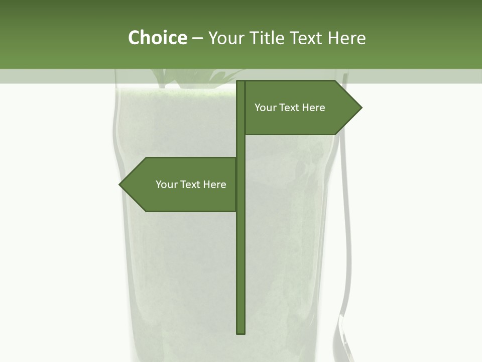 A Green Smoothie In A Glass With A Leaf On Top PowerPoint Template