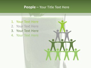 A Green Smoothie In A Glass With A Leaf On Top PowerPoint Template
