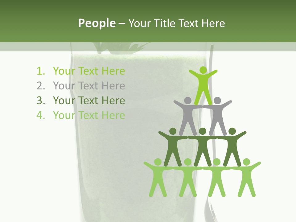 A Green Smoothie In A Glass With A Leaf On Top PowerPoint Template