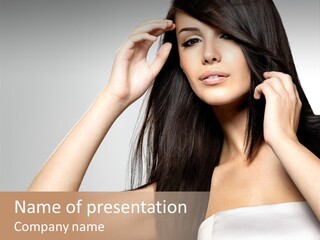 Glossy Gray Background Straight Hair PowerPoint Template