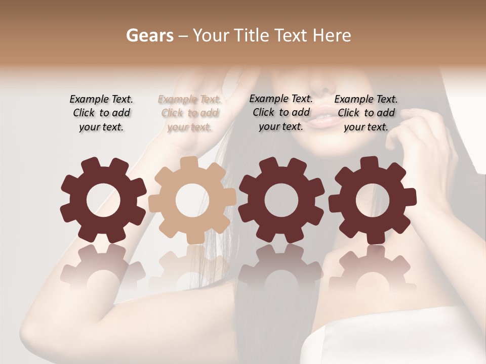 Glossy Gray Background Straight Hair PowerPoint Template