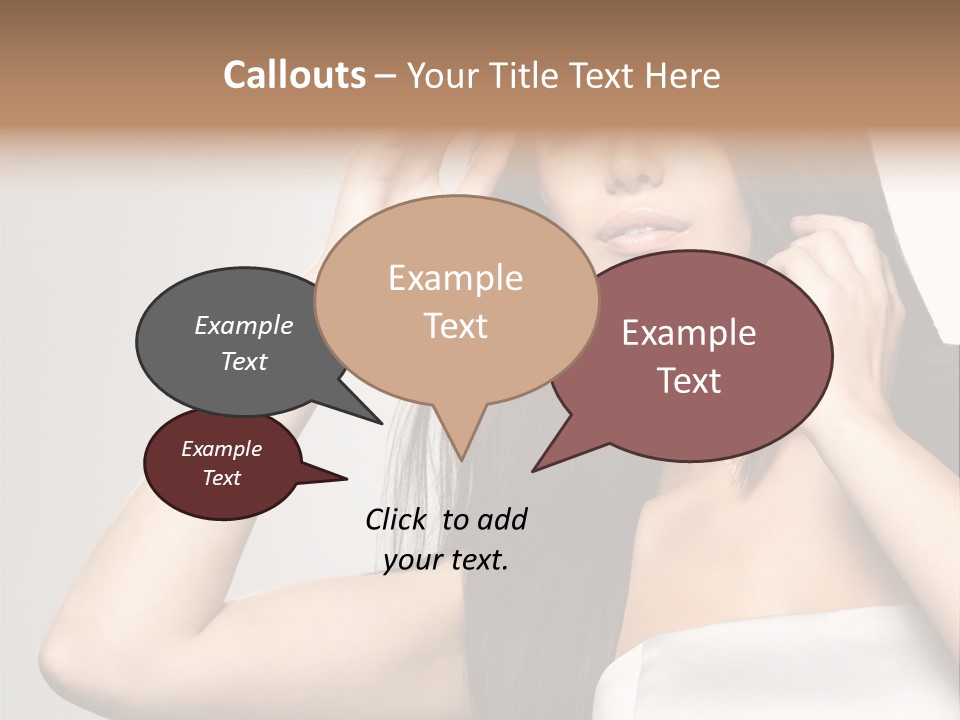 Glossy Gray Background Straight Hair PowerPoint Template