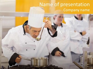 Man Restaurant Female PowerPoint Template