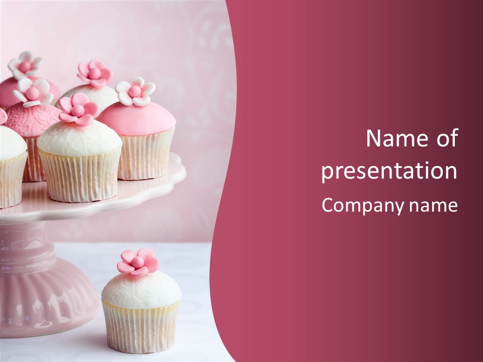 Pink Cup Cake Gourmet PowerPoint Template