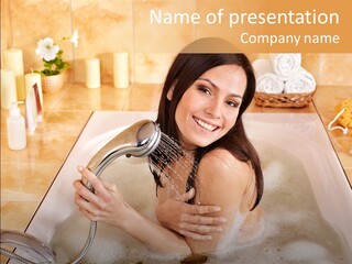 Flower Pampering Girl PowerPoint Template