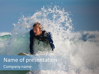 Sunny Ocean Surfing PowerPoint Template