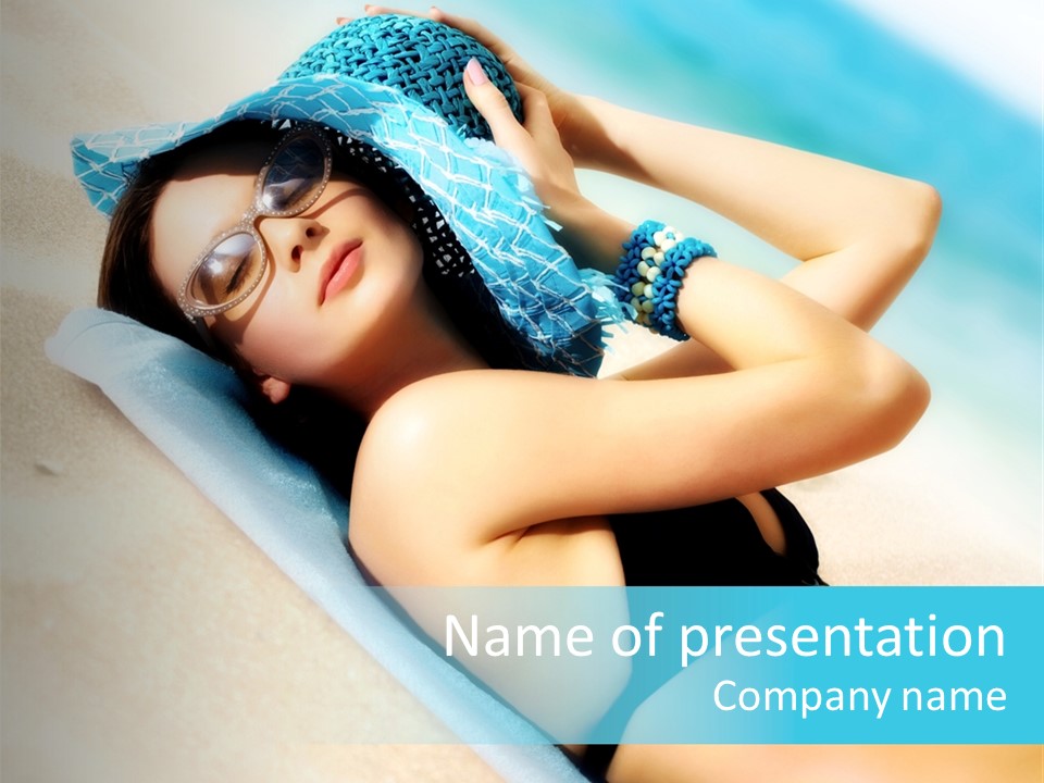 Sunbathing Portrait Bikini PowerPoint Template