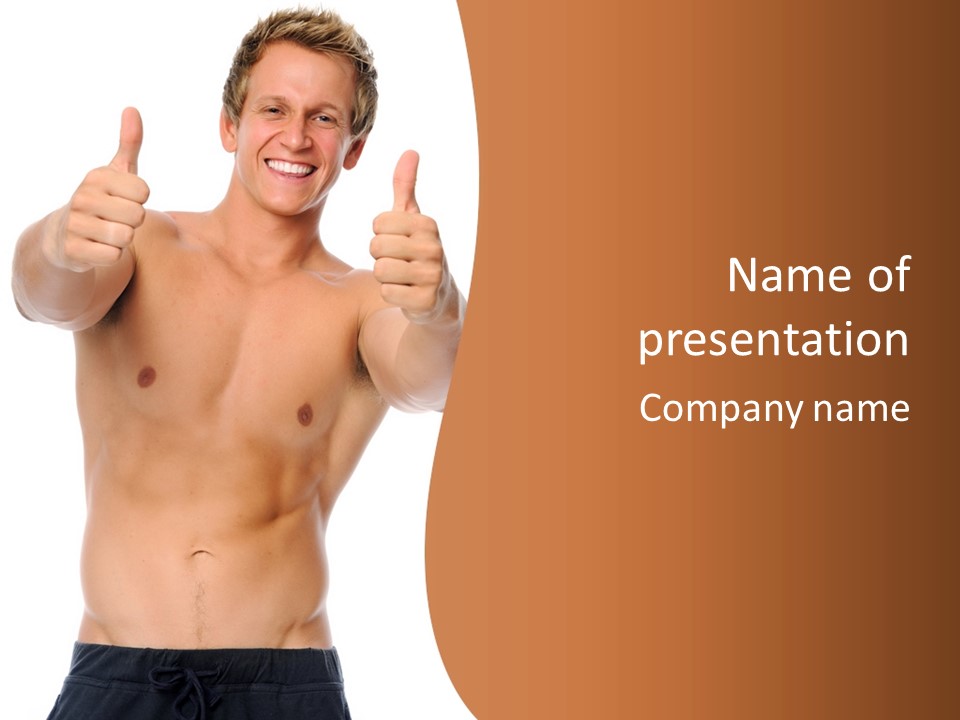 Thumbs Up Topless Fitness PowerPoint Template