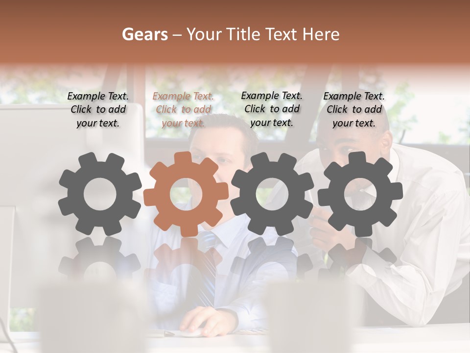 Team Men Sitting PowerPoint Template