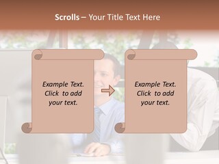Team Men Sitting PowerPoint Template