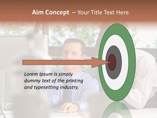 Team Men Sitting PowerPoint Template