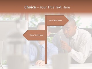 Team Men Sitting PowerPoint Template