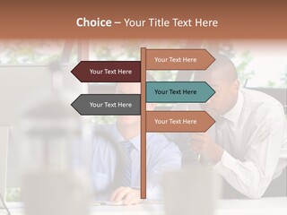Team Men Sitting PowerPoint Template
