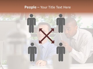Team Men Sitting PowerPoint Template