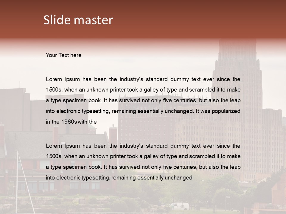 A Picture Of A City With A Large Building In The Background PowerPoint Template