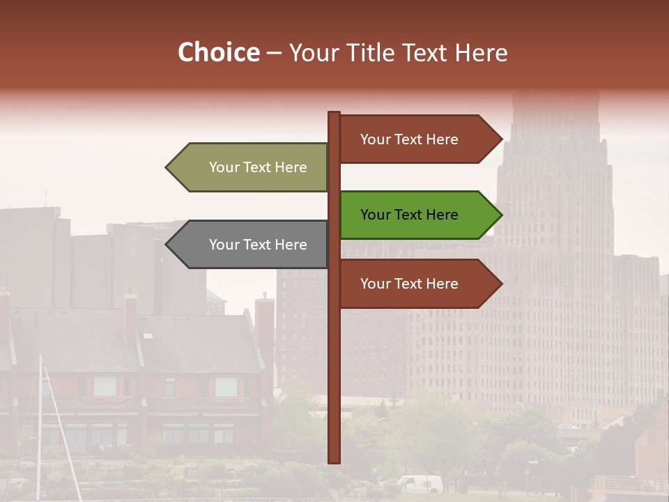 A Picture Of A City With A Large Building In The Background PowerPoint Template