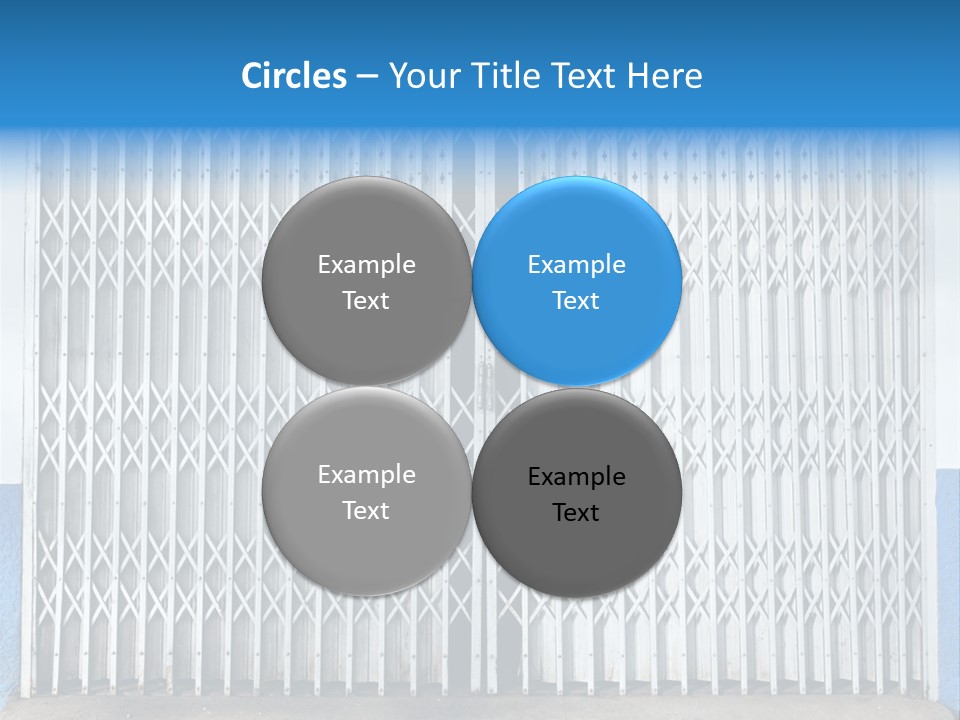 A Blue And White Wall With A Metal Gate PowerPoint Template