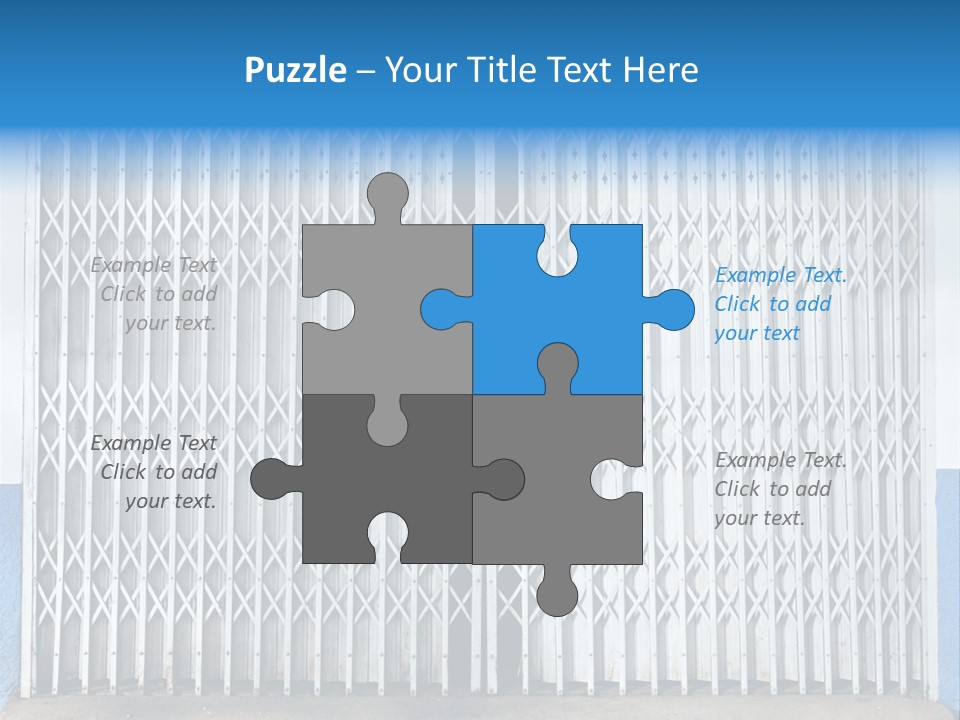 A Blue And White Wall With A Metal Gate PowerPoint Template