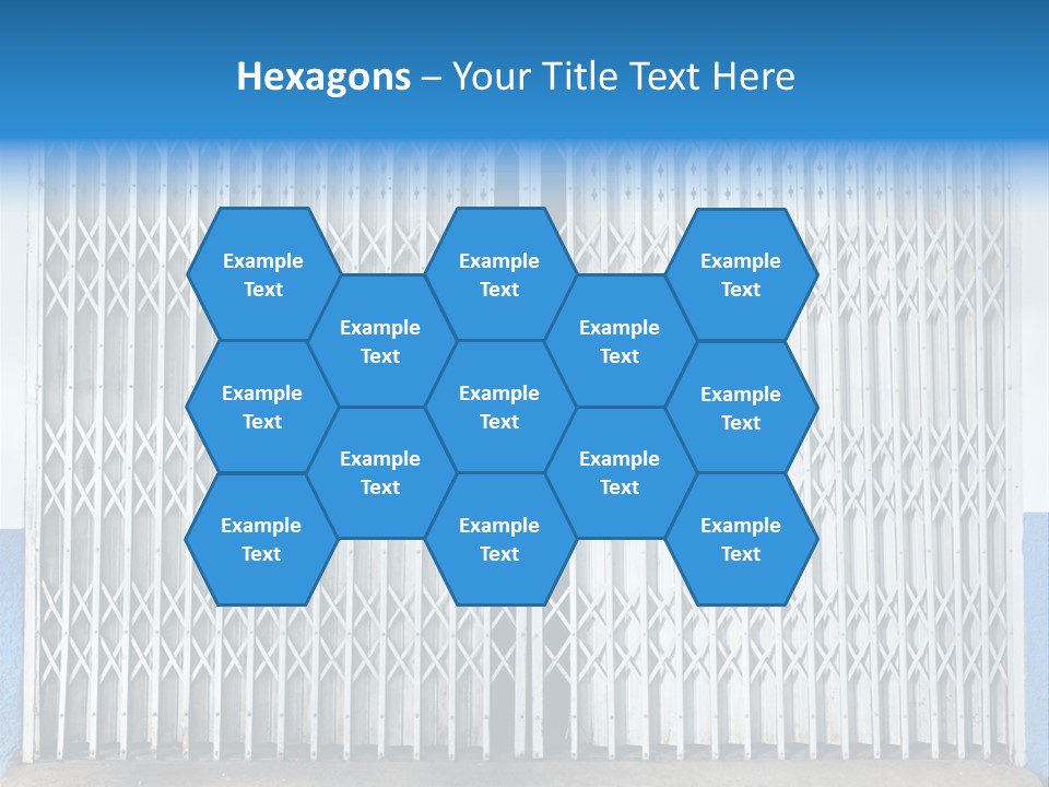 A Blue And White Wall With A Metal Gate PowerPoint Template