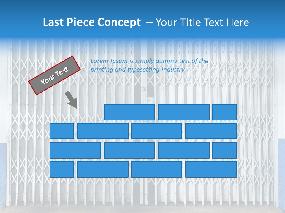 A Blue And White Wall With A Metal Gate PowerPoint Template