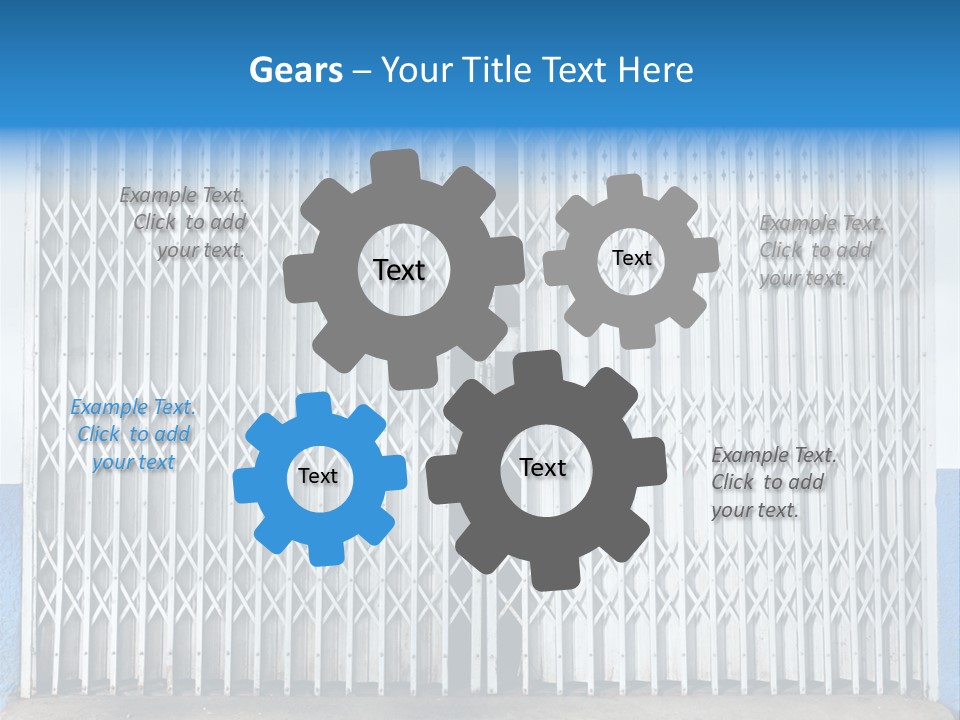 A Blue And White Wall With A Metal Gate PowerPoint Template