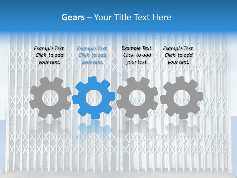 A Blue And White Wall With A Metal Gate PowerPoint Template