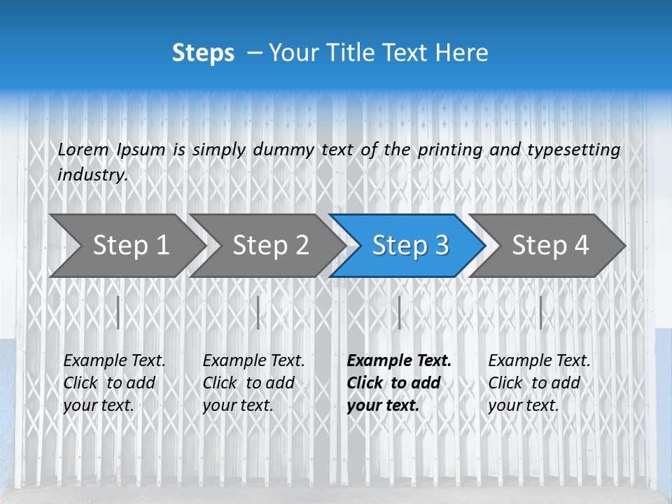 A Blue And White Wall With A Metal Gate PowerPoint Template