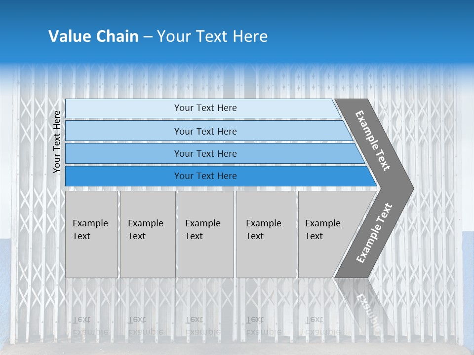 A Blue And White Wall With A Metal Gate PowerPoint Template