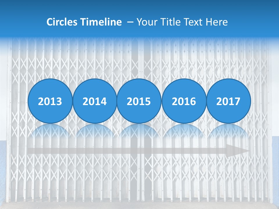 A Blue And White Wall With A Metal Gate PowerPoint Template