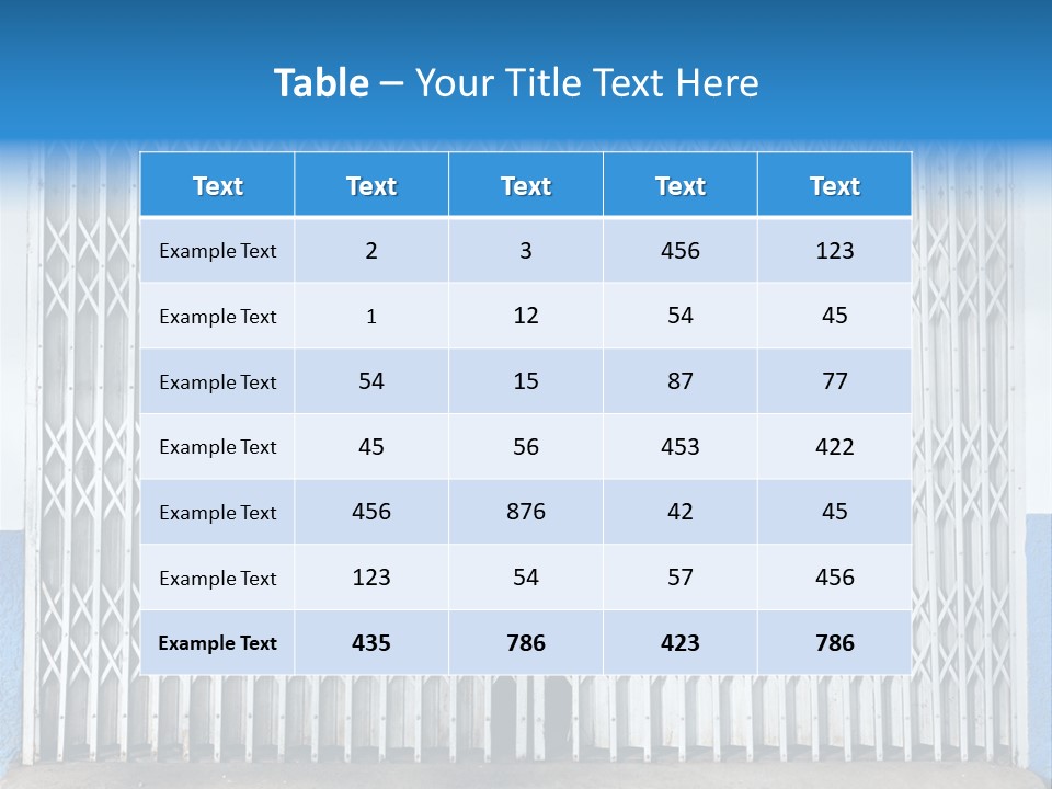 A Blue And White Wall With A Metal Gate PowerPoint Template