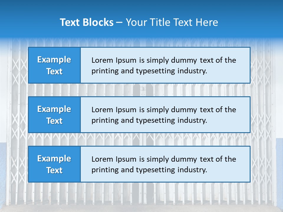 A Blue And White Wall With A Metal Gate PowerPoint Template