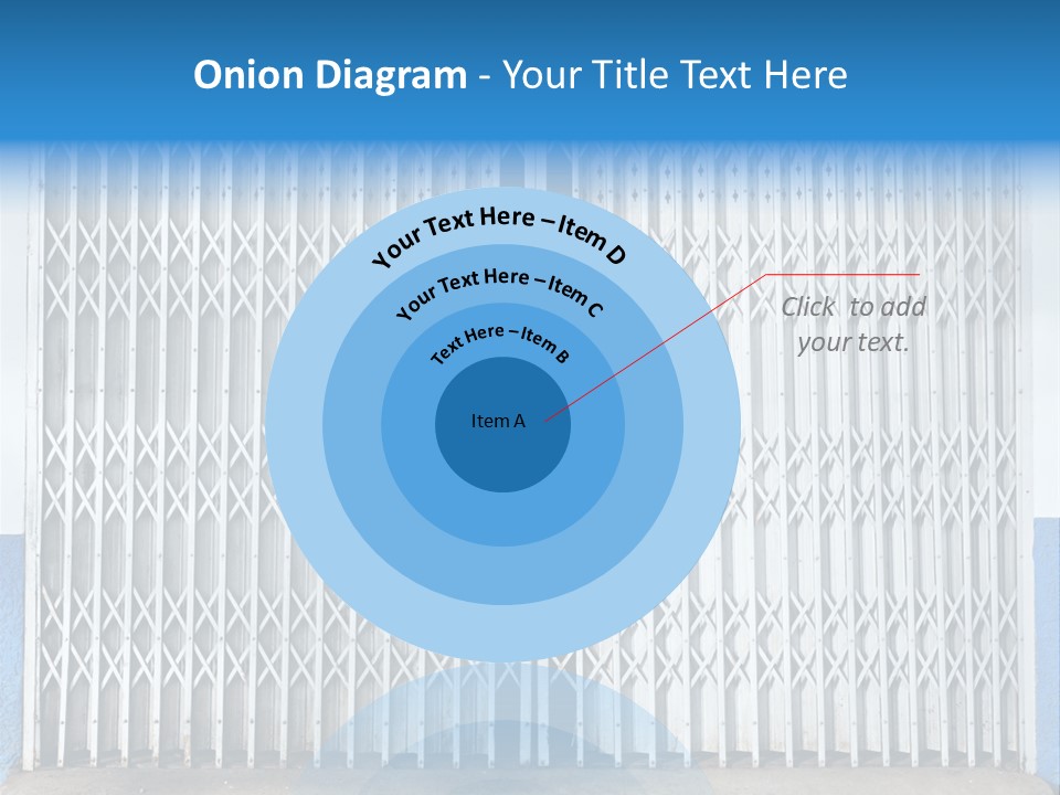 A Blue And White Wall With A Metal Gate PowerPoint Template