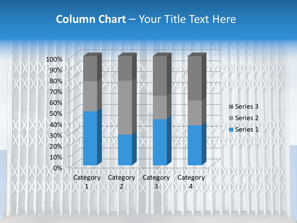 A Blue And White Wall With A Metal Gate PowerPoint Template