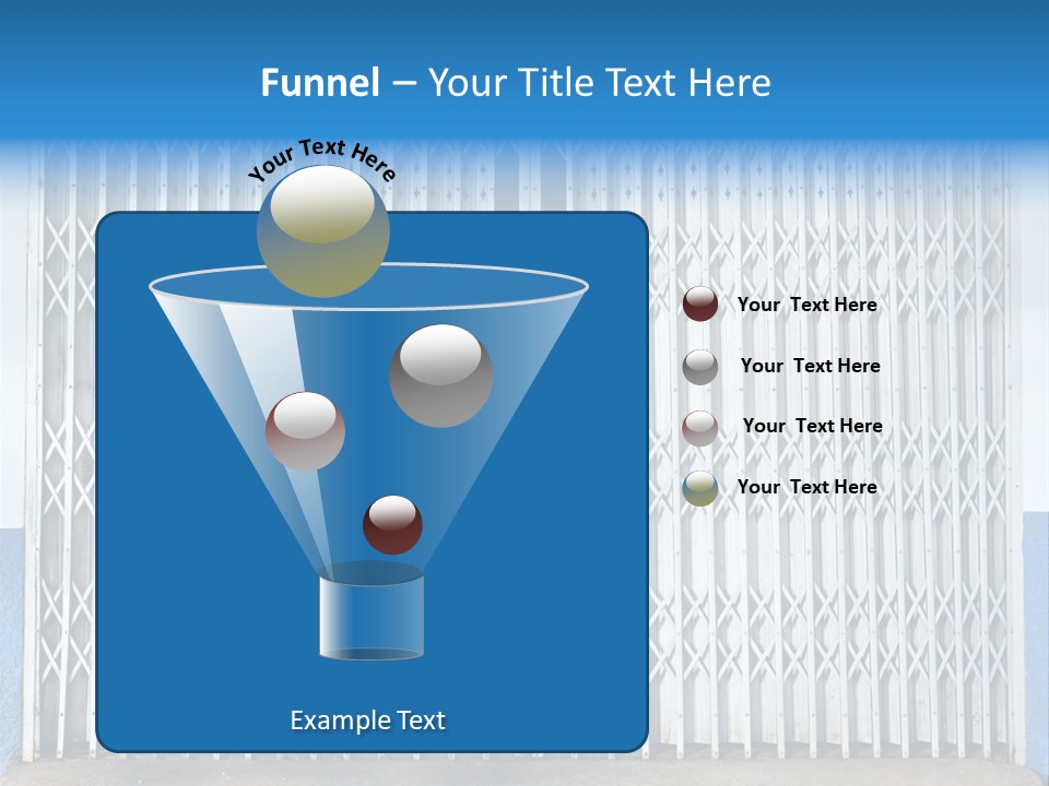 A Blue And White Wall With A Metal Gate PowerPoint Template