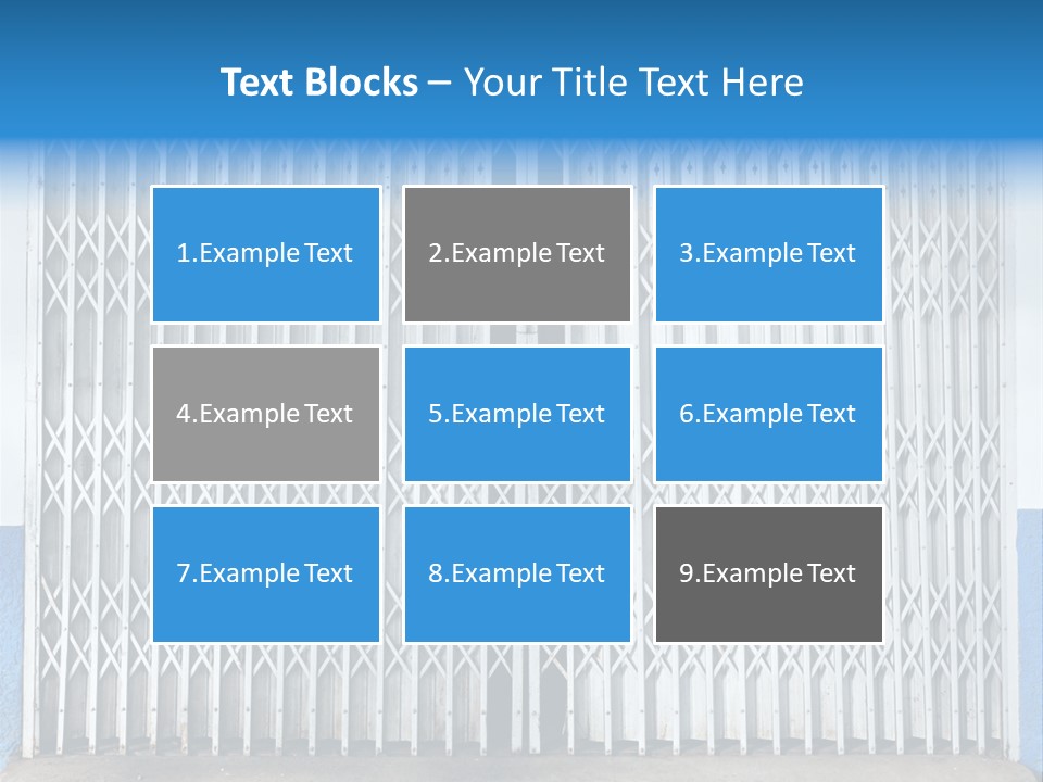 A Blue And White Wall With A Metal Gate PowerPoint Template