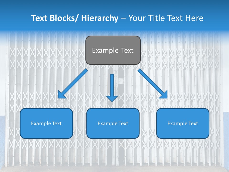 A Blue And White Wall With A Metal Gate PowerPoint Template
