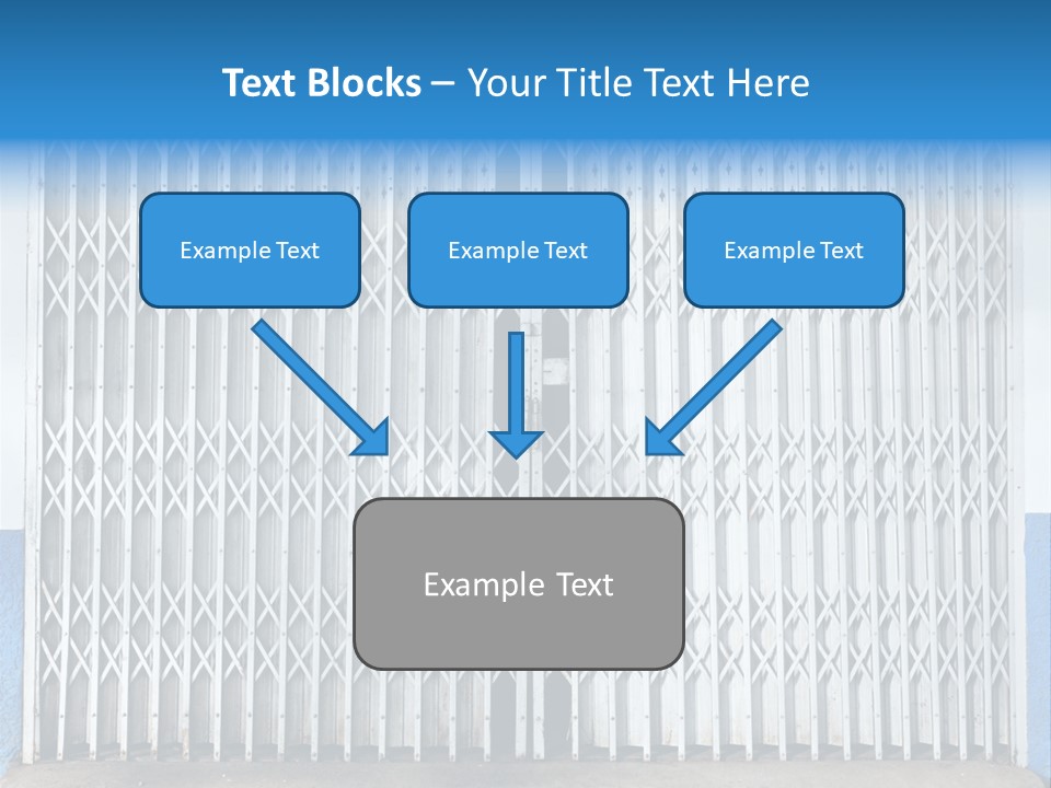 A Blue And White Wall With A Metal Gate PowerPoint Template