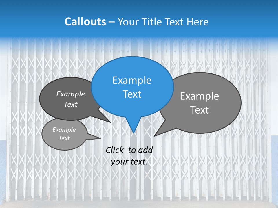 A Blue And White Wall With A Metal Gate PowerPoint Template
