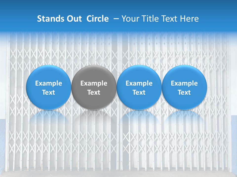 A Blue And White Wall With A Metal Gate PowerPoint Template