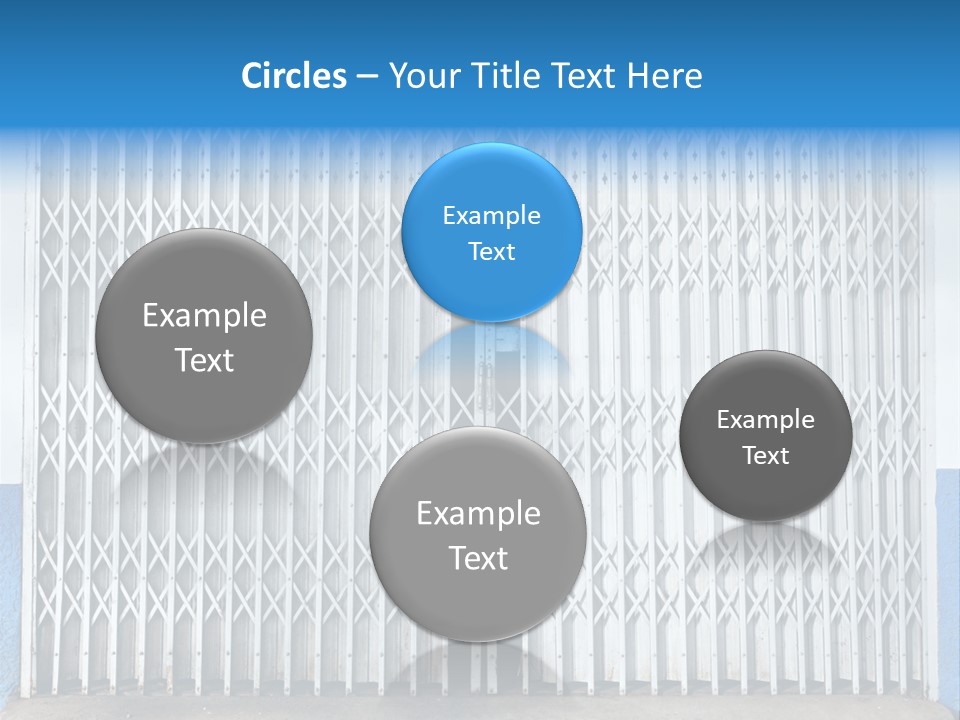 A Blue And White Wall With A Metal Gate PowerPoint Template