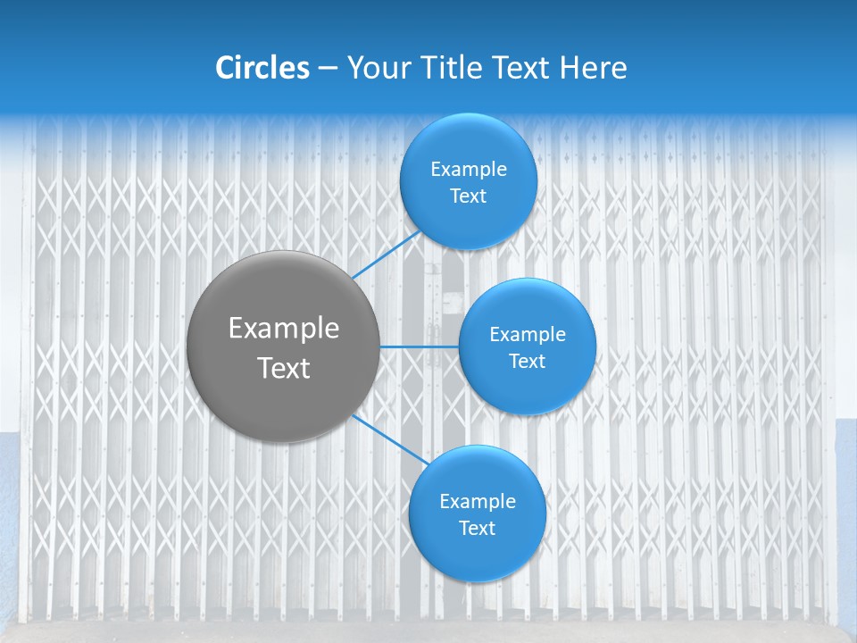 A Blue And White Wall With A Metal Gate PowerPoint Template