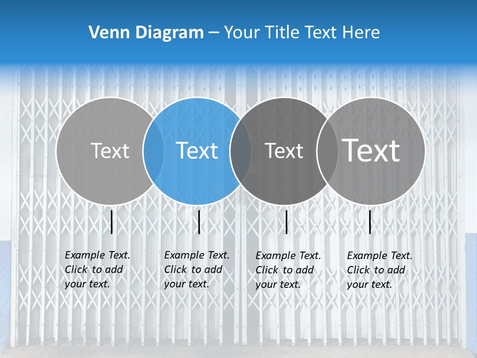 A Blue And White Wall With A Metal Gate PowerPoint Template